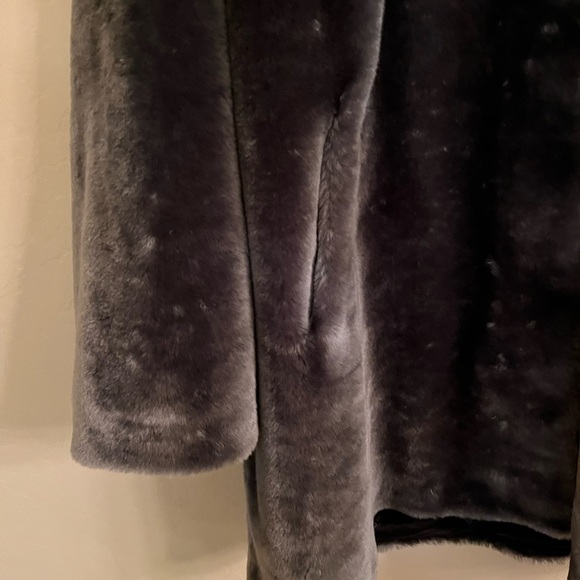 Dennis Basso Gray Faux Fur Hooded Coat - Picture 5 of 10